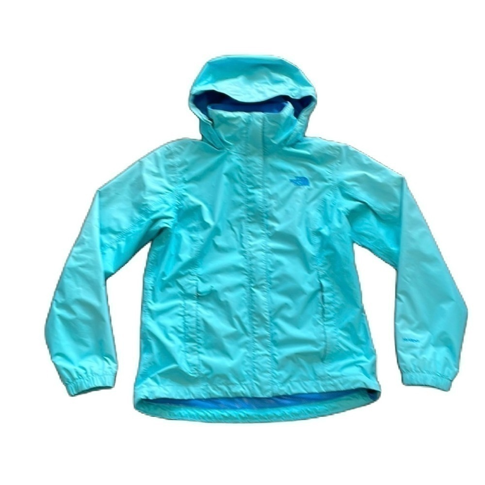 SzM The North Face Hyvent zip up hooded Anorak in a light sky blue GUC